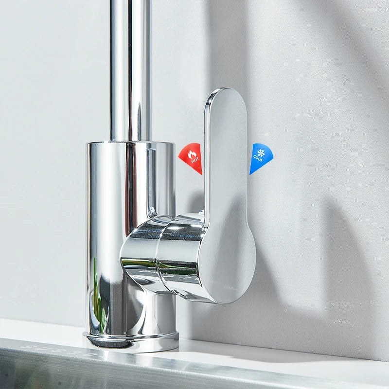 Kitchen Faucet Deck Sinks Faucet High Arch 360 Degree Swivel Cold Hot Mixer Water Tap