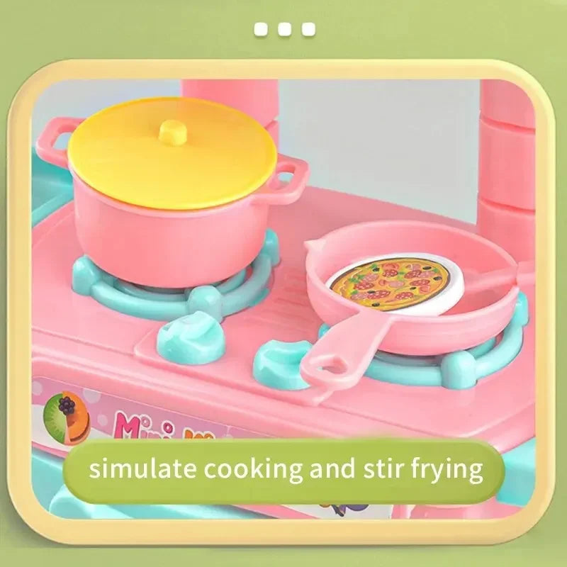 Mini Kitchen Counter Toys Simulated Children's Pretend Play House Role Play Pretend Game Cooking Food Toy Set Boy Girl Gift Kids