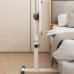 Overbed Table Adjustable Height Over The Bed Mobile Hospital Bedside Table With Tilting Desktop, Wheels, Rolling Standing Laptop