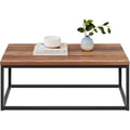 44in Modern Industrial Style Rectangular Wood Grain Top Coffee Table, for Living Room w/Metal Frame