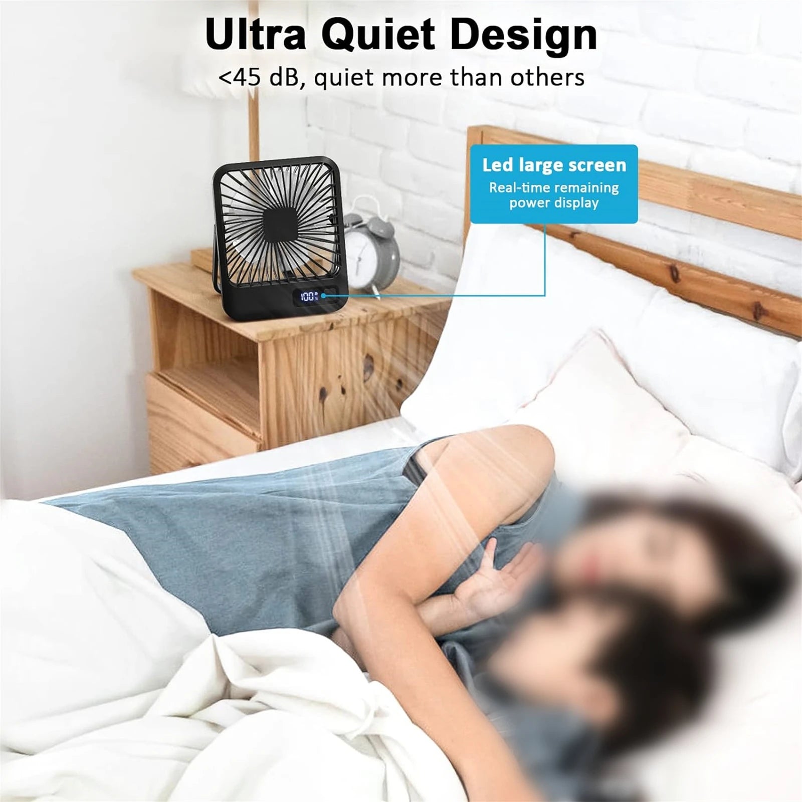 Desk Fan, Portable USB Rechargeable Fan, 180° Tilt Folding Personal Fa