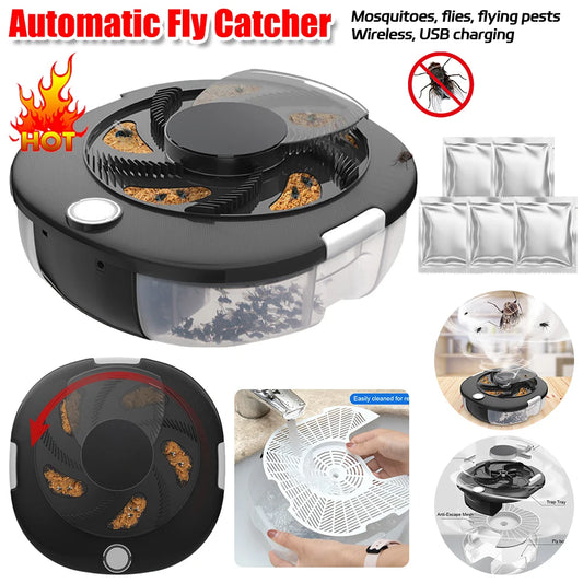 Safety Pest Catcher USB Rechargeable Automatic Pest Catcher Household Home Kitchen Flytrap Quiet Removable Insect Pest Catcher