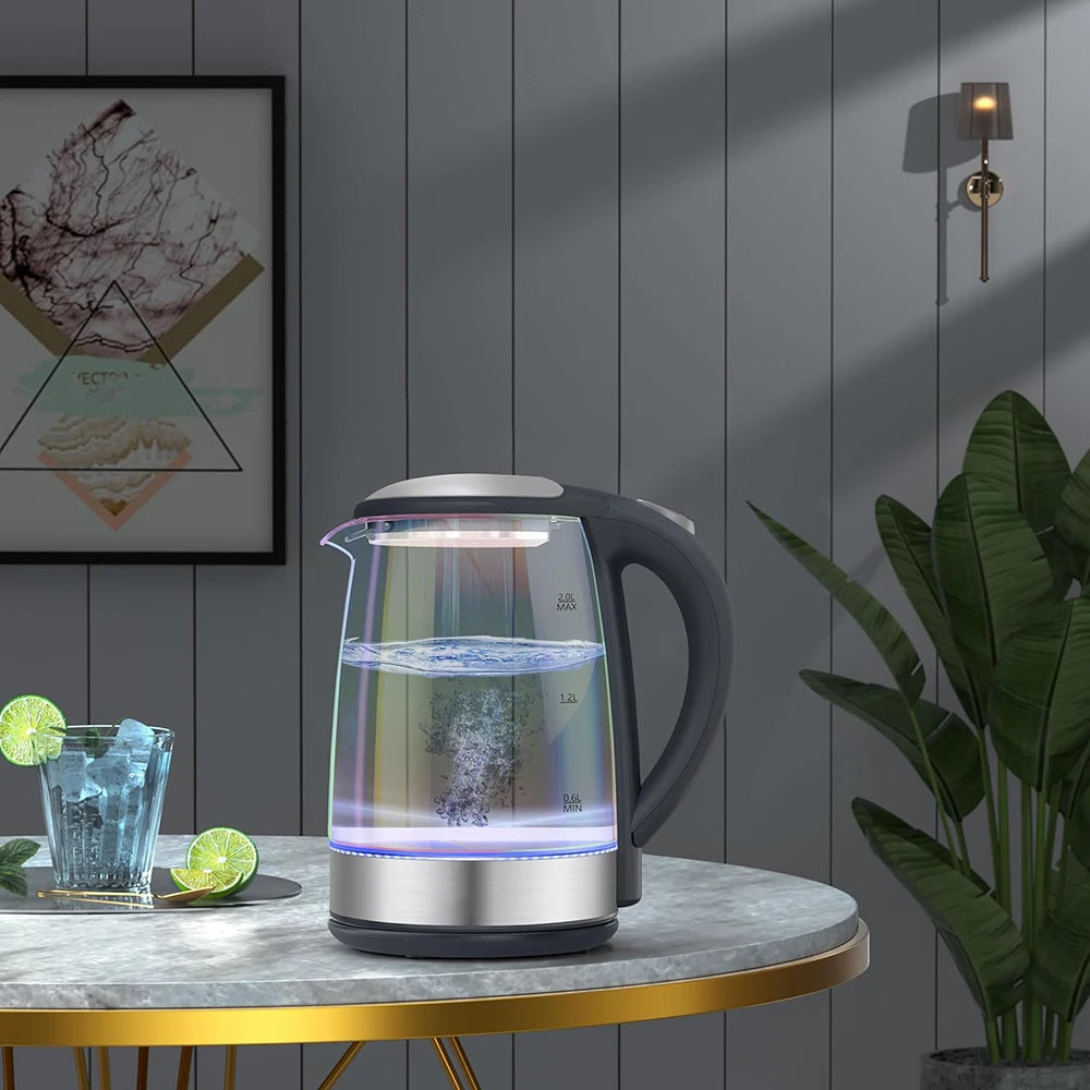 2L Glass Electric Kettle Fast Boiling Water Heater Tea Coffee Thermo Pot Large Capacity Auto Shutoff Smart Kettle for HomeOffice