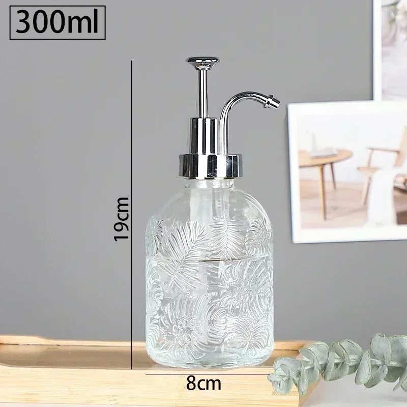 Nordic Relief Glass Shampoo Bottle Hotel Bathroom Accessories Pressing Type Soap Dispenser Home Shampoo Dispenser Bottles
