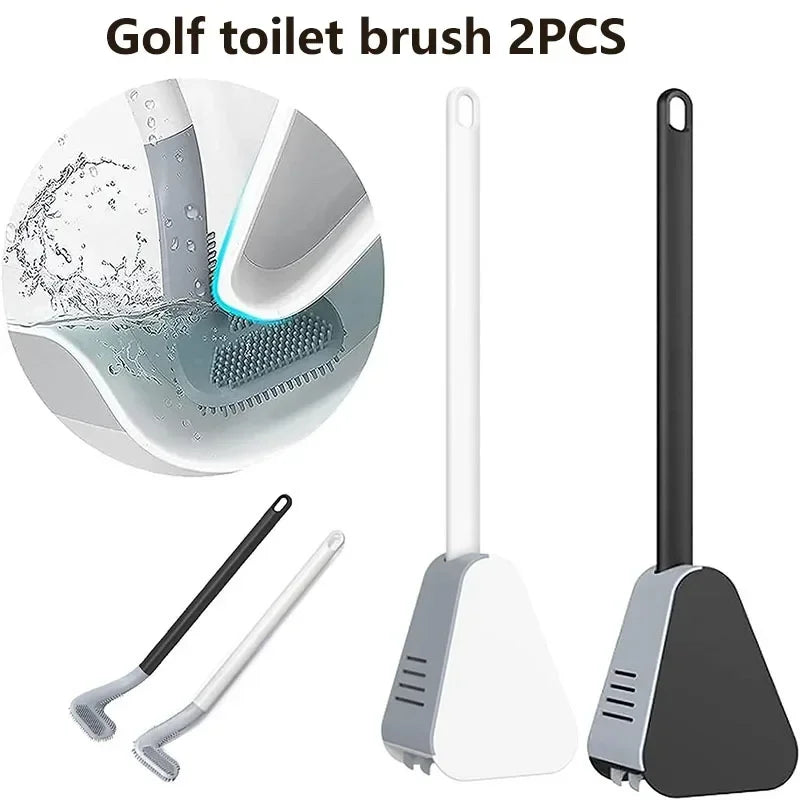 Wall-mounted Toilet Brush Punch-free Space Aluminum Toilet Brush No Dead Angle Toilet Brush Bathroom Cleaning Tool