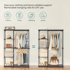 SONGMICS Portable Closet, Freestanding Closet Organizer, Clothes Rack with Shelves, Hanging Rods, Storage Organizer