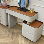 ls 42Italian minimalist solid wood saddle leather retractable dresser makeup table