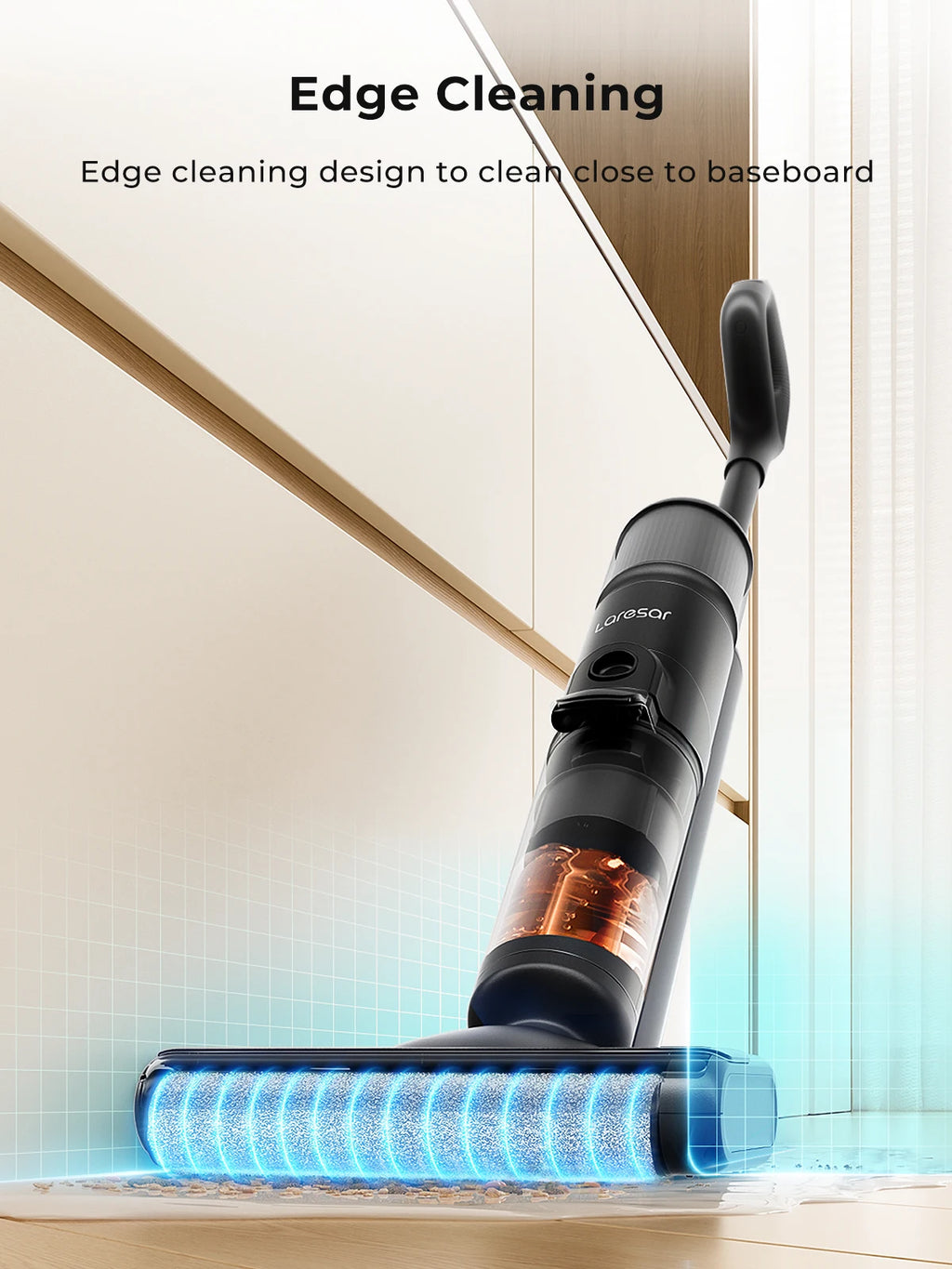 Laresar M3 Cordless Wet Dry Vacuum Cleaner Mop, Edge Cleaning 55min Auto Suction Floor Washer Self-Cleaning Smart Home Appliance