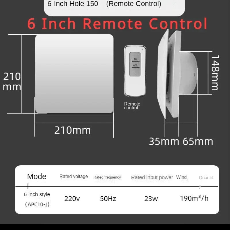4/6 Inch Exhaust Fan Low Noise Ventilator Fan Home Bathroom Kitchen Be