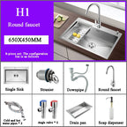 Stainless Steel Kitchen Sink Farm House Above Counter Undermounter Single Bowel Wash Basin with Faucet Drain Kitchen Accessories