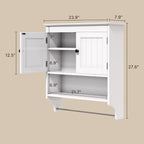 Bathroom Wall Cabinet with Towels Bar, Wall Mounted Medicine Cabinet with 2 Door and Adjustable Shelves, Space Saver