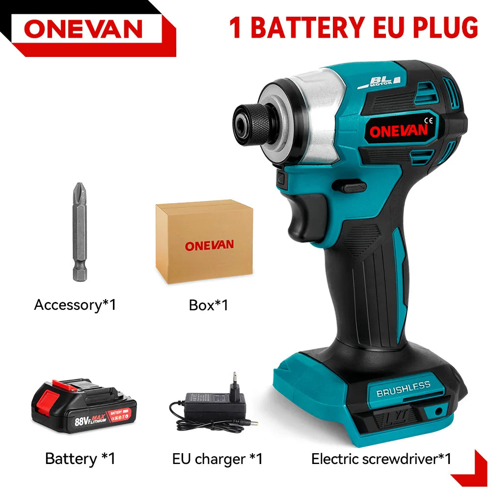 600N.m Brushless Electric Screwdriver Cordless 5-Speed Electric Impact Drill Rechargeable Power Tools Kit For 21V 18V Battery