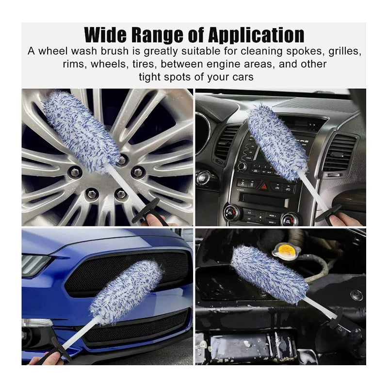 Automobile Dust Removal Brush Anti-slip Soft Handle High Absorbency Superfiber Car Tire Brush  Car Cleaning Tools Dusting Brush