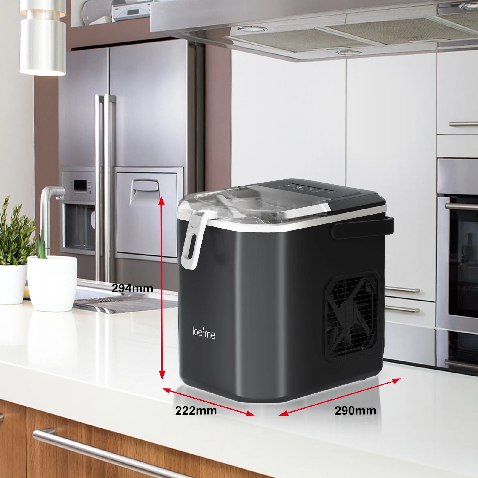 Loefme Desktop Fully Automatic Bullet Shaped Ice Maker 12kg/24h Fast Ice Making Suitable For Home Automatic Cleaning Ice Machine