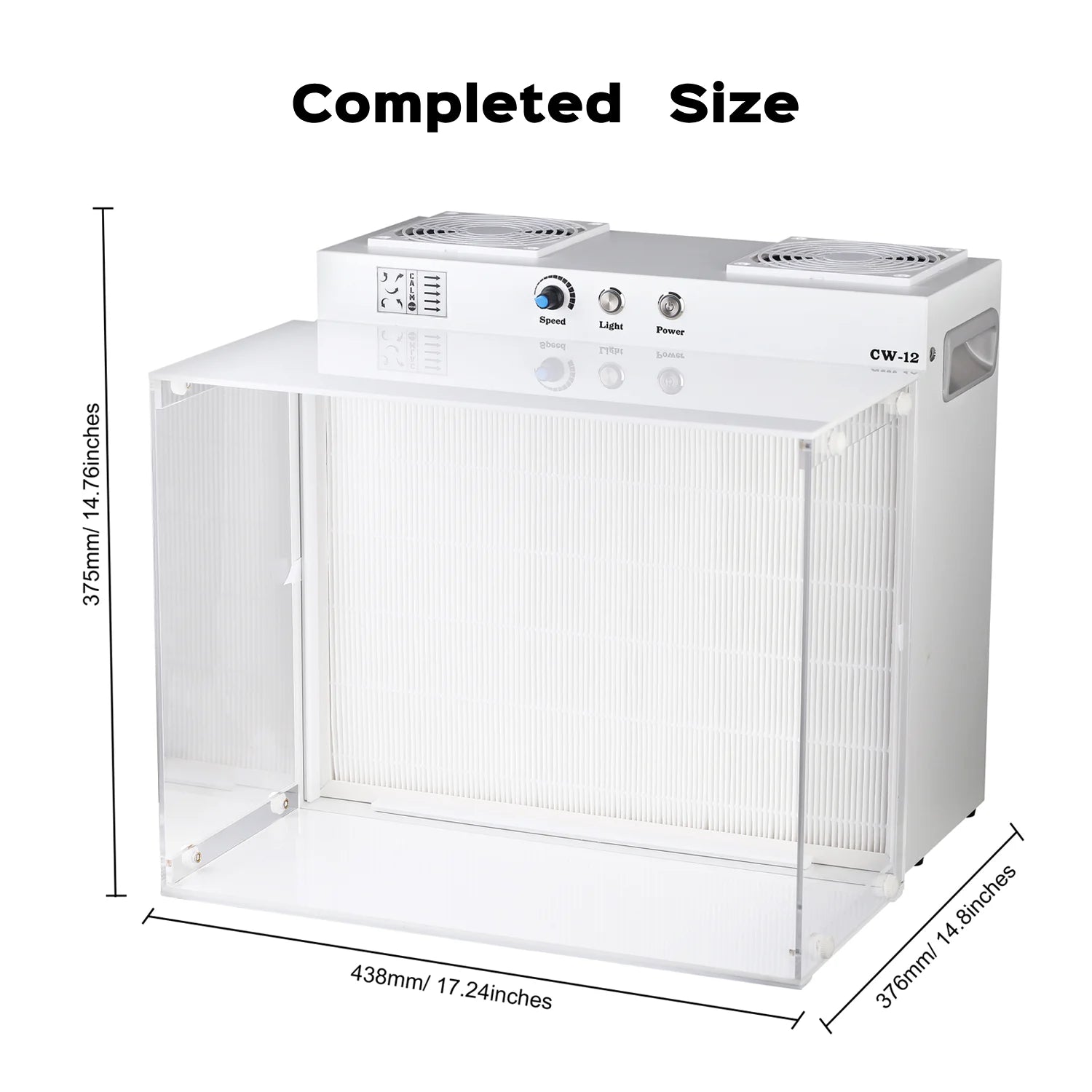 Laminar Flow Hood 17“x13” FFU Inoculation Box Fan Filter Unit for Laboratory, Clean Room, Mushroom Room Mycology Supplies