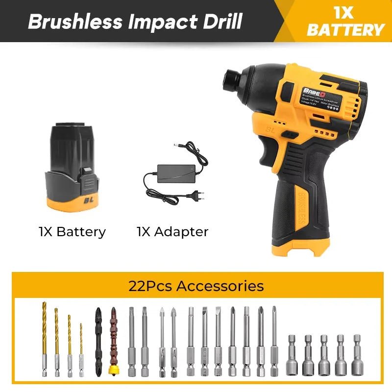 BABEQ 16.8V Brushless Electric Screwdriver 3 Speed Mini Cordless Screwdriver for Household Disassembly Torque Repair Tools