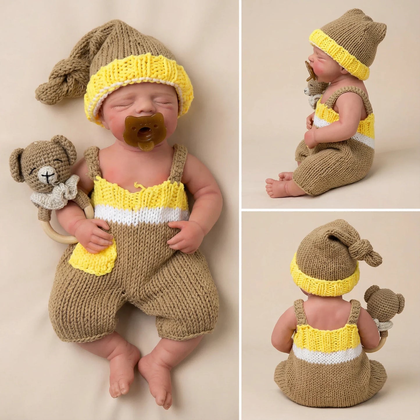 NPK 18inch Platinum Silicone Baby Doll - Pascale Girl Real Weighted 3000G with Pacifier Solid Mouth Open Design Collectible