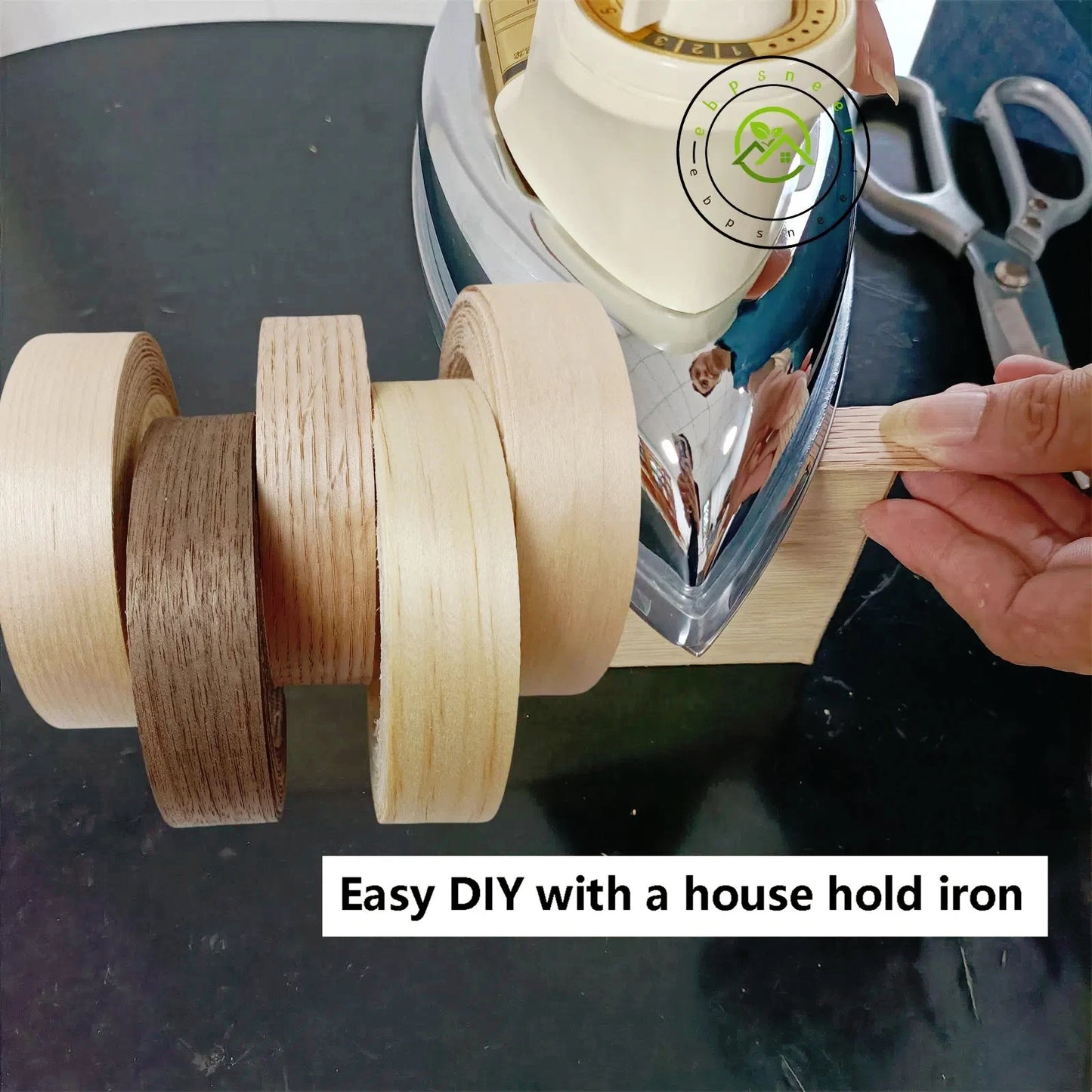 Pre-glued Maple/Birch/Oak/Pine/Walnut/Cherry/Ash/Acacia Wood Edge Banding Strip,Iron on Veneer Edging Trim for Furniture Repair