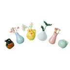 3-14pcs Set Mini Ceramics Vase Fridge Magnets Label Mini Bonsai Magnet Button Potted Simulation Flower Vase Refrigerator Message