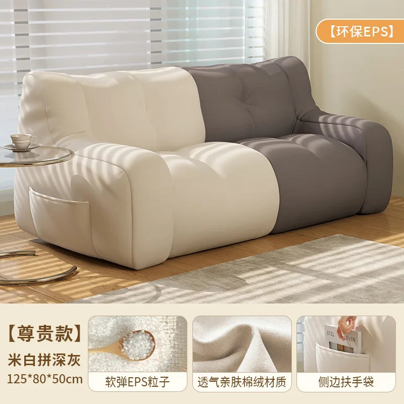 Small Double Bean Bag Sofa Double Seat Reclining Soft Comfortable Sofa Balcony Bedroom Washable Fabric Sofa