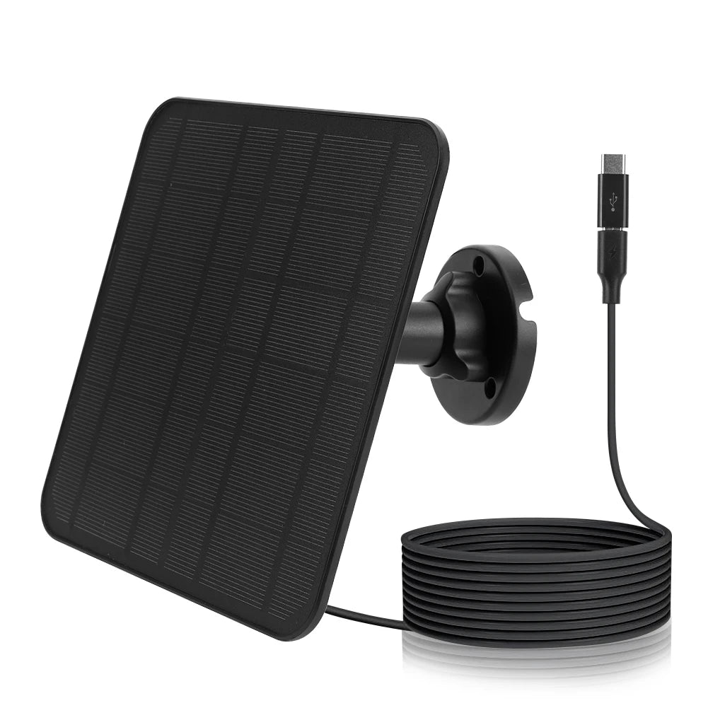 5V 30W Solar Panel Micro USB & Type C Port 9.8 Ft Charging Cable 360°Adjustable Mounting for Security Camera for Eufycam 3/3C/2
