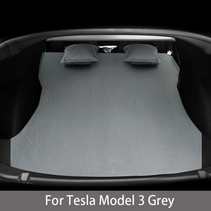 For Tesla Model 3 Model Y 2017-2025 Inflatable Air Mattress Outdoor Camping Inflatable Special Suede Fabric Car Travel Bed