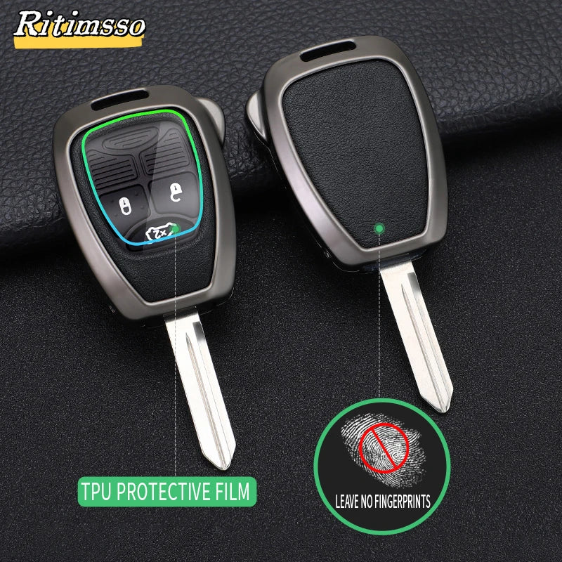 Zinc Alloy +Tpu Car Key Case For Jeep Wrangler Compass Patriot Liberty Chrysler 300 PT Dodge JCUV Caliber Nitro Accessories