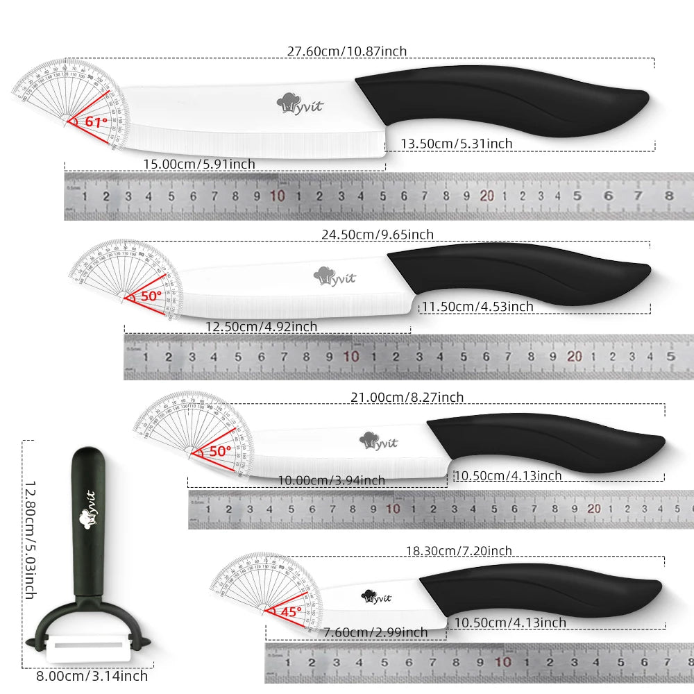 Ceramic Knives Set 3 4 5 6 Inch Chef Utility Paring Knife Fruit Slicer White Zirconia Blade with Peeler Kitchen Cutting Tools