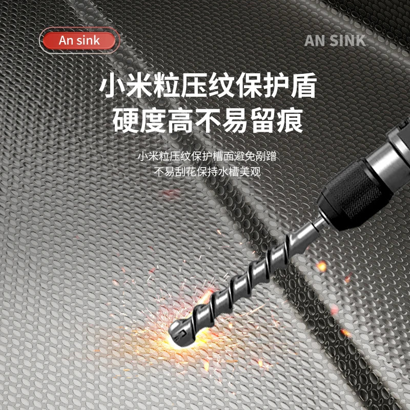 Kitchen Sink Large Single Tank Thickened 304 Stainless Steel Embossed Household Counter Under The Sink Vegetable Basin