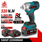 ONEVAN 520N.M Brushless Electric Impact Wrench 1/2 Inch Cordless Wrench Screwdriver Repair Power Tool For Makita 18V Battery Pin