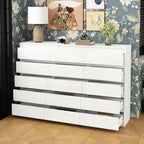 15 Drawer Modern White Dresser 70.9" Chest of Drawers Hidden Handle Design Ample Storage Space Sturdy MDF Construction Smooth