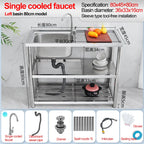 Stainless Steel Sink Kitchen Household Thickened Single Trough with Bracket Wash Basin Sink with Platform Easy Landing