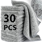 1/30pcs Gray Bamboo Charcoal Thickened Super Absorbent Dishcloth Oil Resistant Kitchen Wipes Microfiber Cleaning Cloths