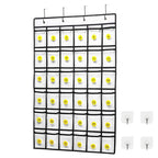 36 Clear Pocket Chart for Calculator Holder with Number Sticker Classroom Hanging Cell Phones Organizer