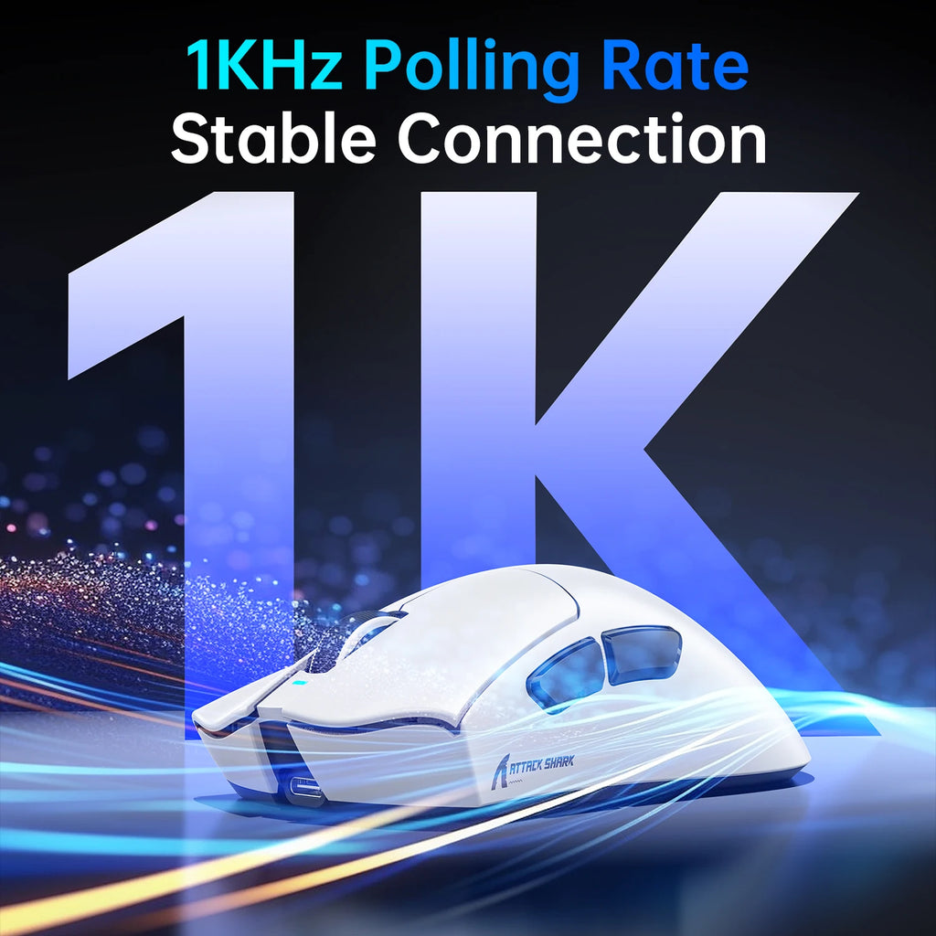 ATTACK SHARK V3PRO Ultra-Light Gaming Mouse with Charging Dock 2.4G Wireless Bluetooth Wired 1000Hz Polling Rate 25000 DPI