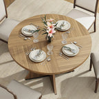 47.2 inch Round Dining Table for 4-6 People, Wood Kitchen Table for Dining Room Living Room, Small Circle Farmhouse Dinner Table