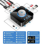 Bluetooth 5.4 Receiver Transmitter Stereo Music 3.5mm AUX Jack RCA TF Card Wireless Audio Adapter LED Display for Car Kit TV PC