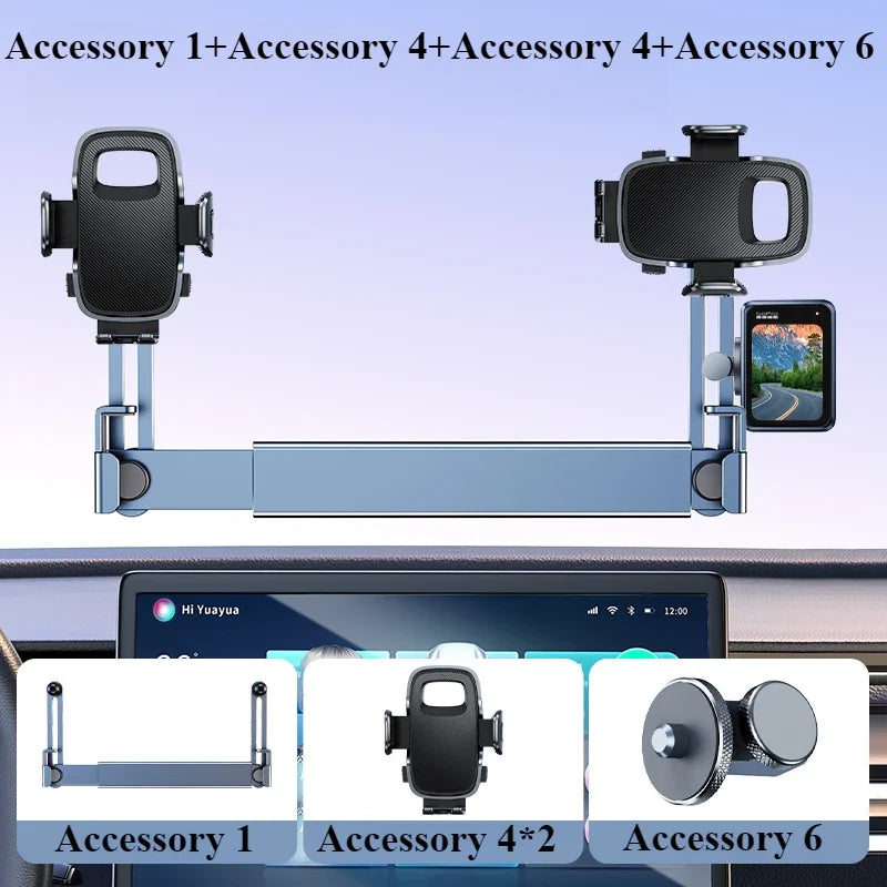 Hipacool Dual-position Car Screen Phone Holder Bracket Aluminum Alloy Adjustable for Tesla Model 3 Highland Y Car Accessories