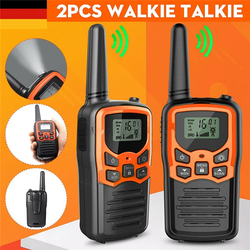 2Pcs Handheld Walkie Talkie Radio 22 Channels Set 10 Km Uhf 400-470 Mhz Dual Band Long Range Communication Transceiver HGC