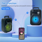 6.5" Portable Bluetooth Speaker | Heavy Bass Subwoofer with Party LED Lights