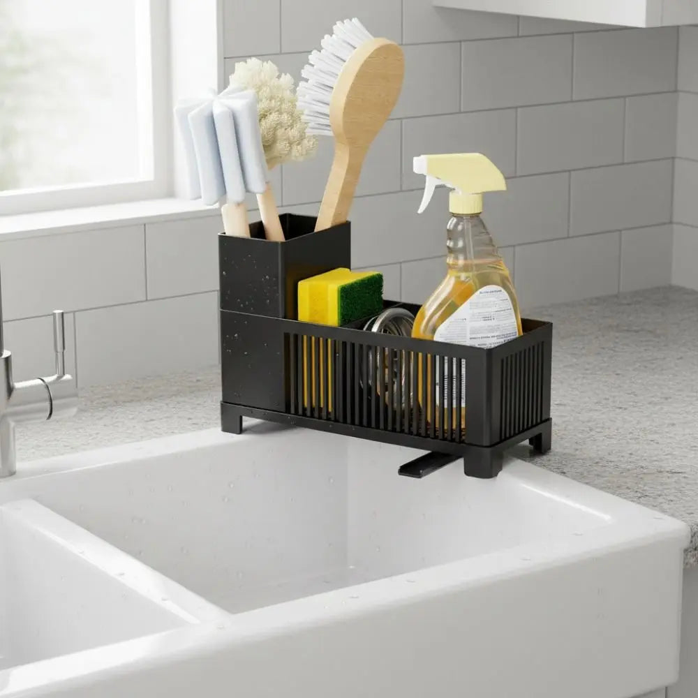 Well-ventilated Kitchen Sink Organizer Space-saving Sponge Holder Sink Sponge Storage Basket Plastic Kitchen Drain Rack