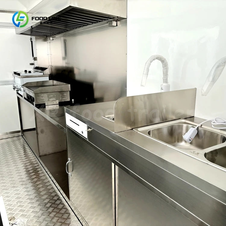 Food Carts and Food Trailer Trucks with Full Kitchens Gas Chicken Grills and Rotating Restaurant Equipment