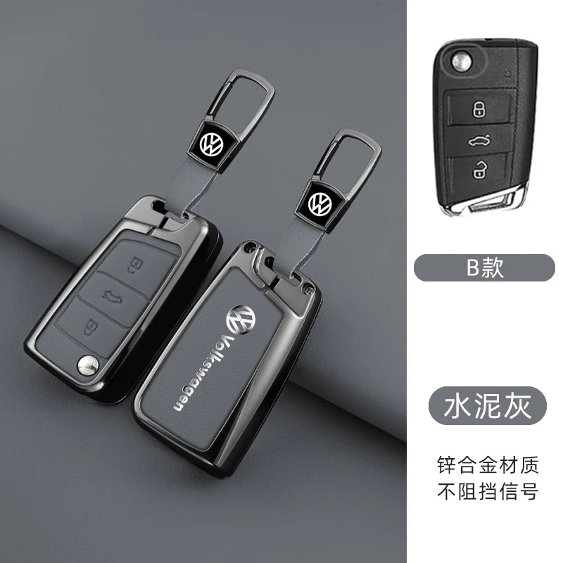 Leather Car Remote Key Case Fob Cover Protector Holder Shell For VW Volkswagen Golf 7 MK7 Tiguan MK2 T-roc T-cross Accessories
