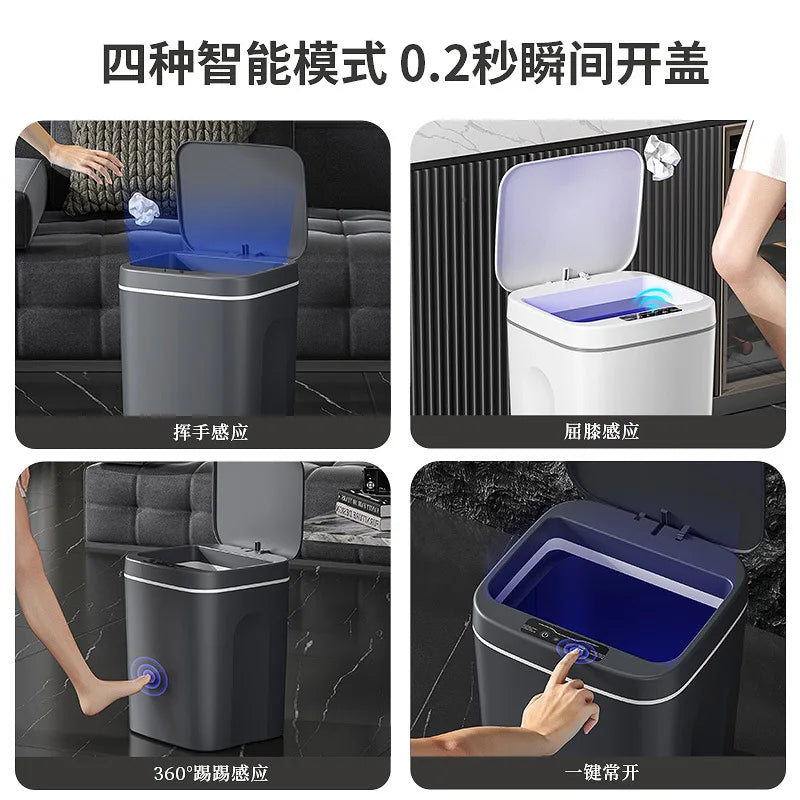 Automatic Paper Basket Touch Trash Bin for Kitchen Home Accessories Dustbin Bucket Intelligent Sensor Trash Can Smart Induction