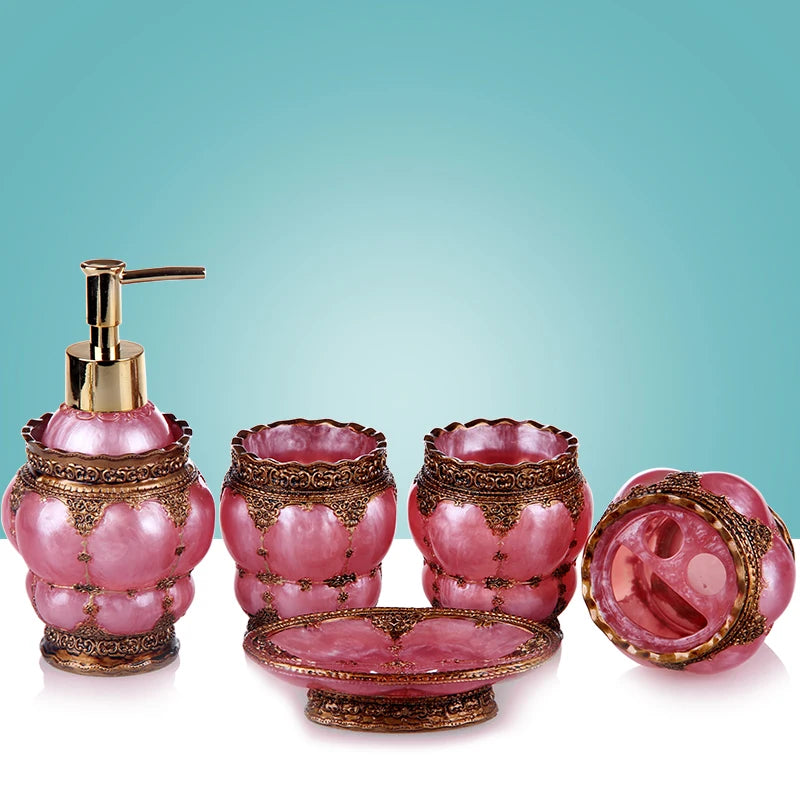 Resin Bathroom Set, Multi Models, Optional, Set of 5 Pieces, Toiletries Kit, Bathroom Accessories