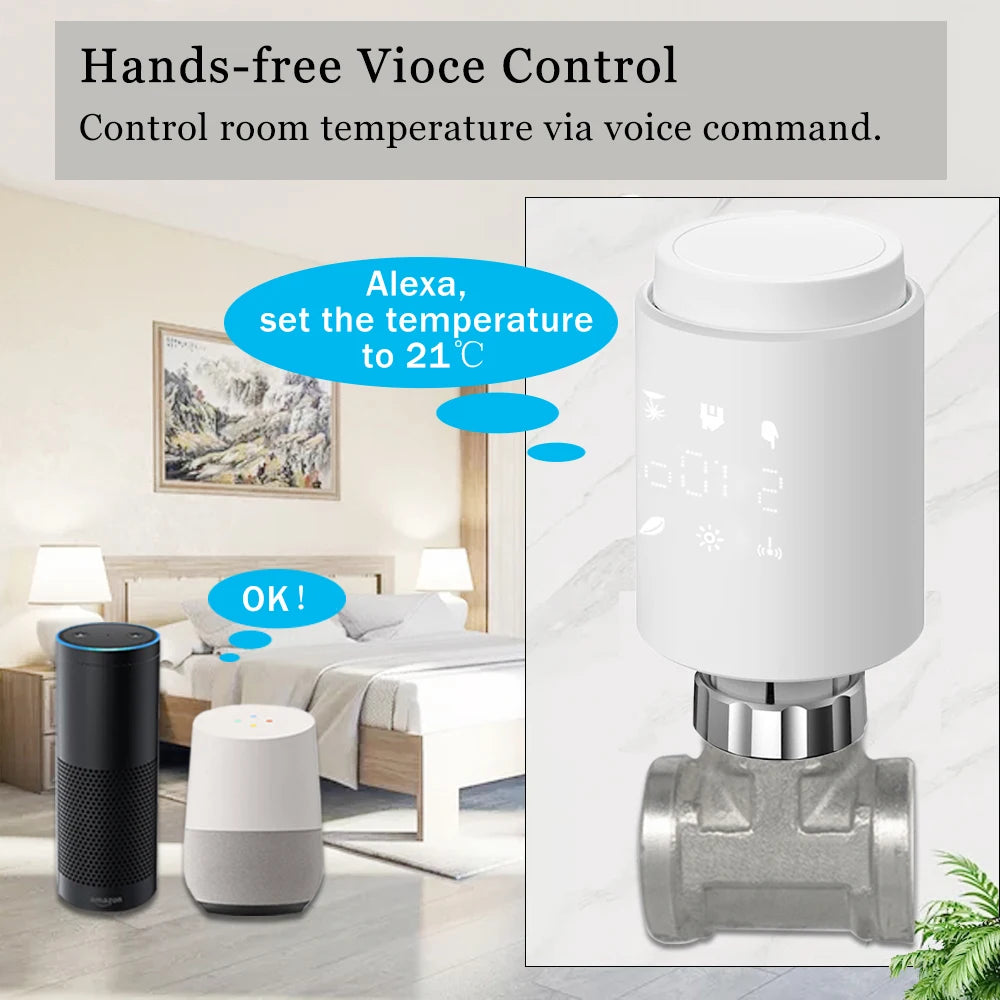 Tuya ZigBee Smart Radiator Actuator TRV Programmable Thermostatic Radiator Valve App Remote Temperature Controller Support Alexa