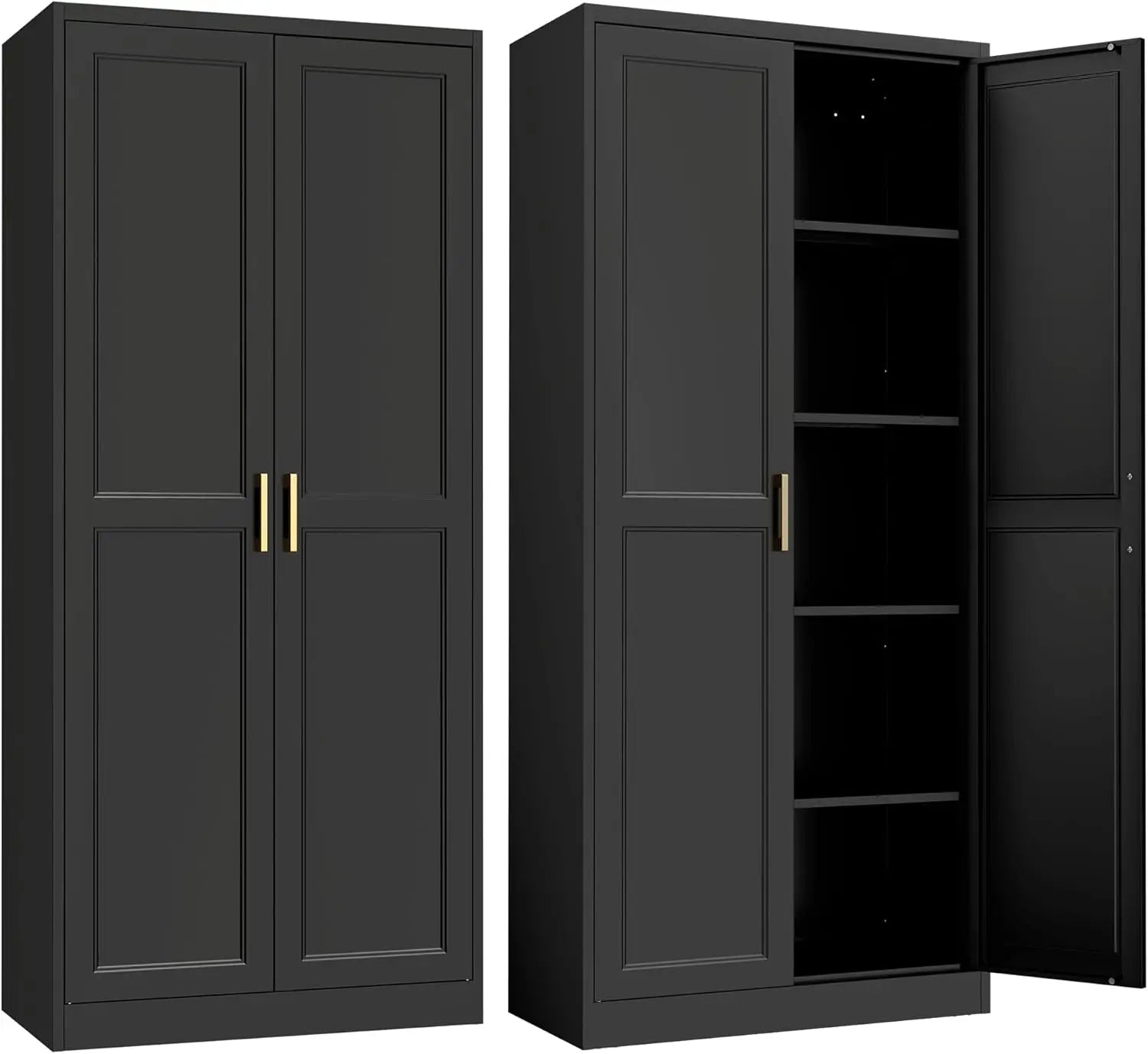 Kitchen Pantry Cabinet,71”White Metal Pantry Storage Cabinet with Doors and 4 Adjustable Shelves,Kitchen Cabinet with 2