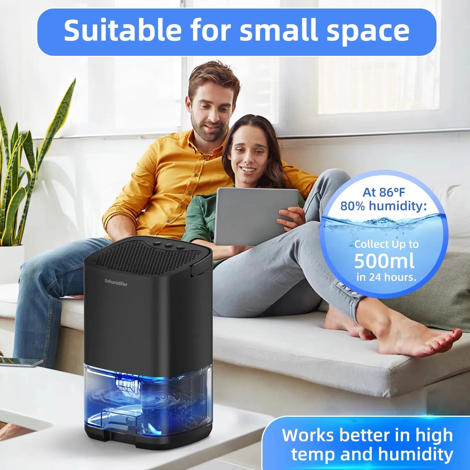 Smart Air Purifier Portable Dehumidifier Home Office and RV Eliminate