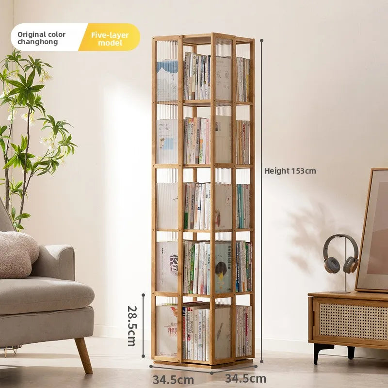 Rotating bookshelf 360 degree floor storage shelf Internet celebrity home simple student bookcase