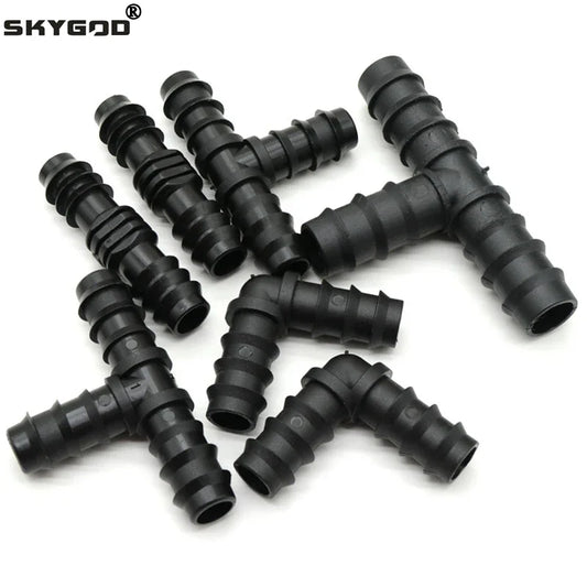 2~50pcs Greenhouse PE Pipe Joint 16 20 25 mm Tee Straight Elbow Plug Irrigation Pipe Fitting Micro Spray Irrigation Accessories